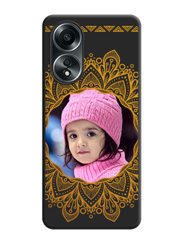 Custom Round Image with Floral Design - Photo on Space Black Soft Matte Mobile Cover - Oppo A58