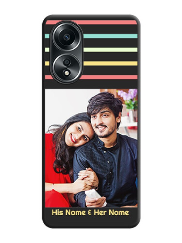 Custom Color Stripes with Photo and Text - Photo on Space Black Soft Matte Mobile Case - Oppo A58