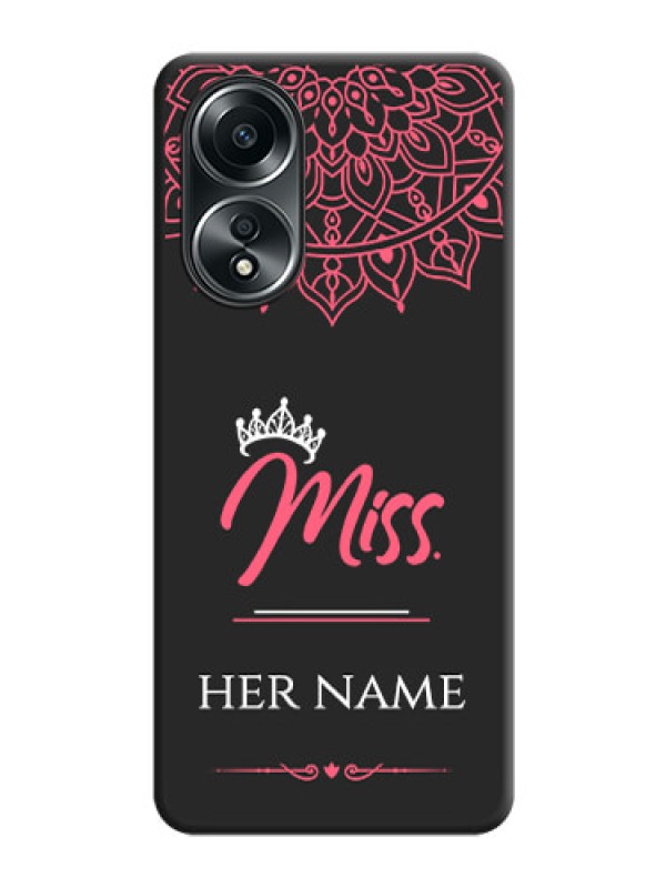 Custom Mrs Name with Floral Design on Space Black Personalized Soft Matte Phone Covers - Oppo A58