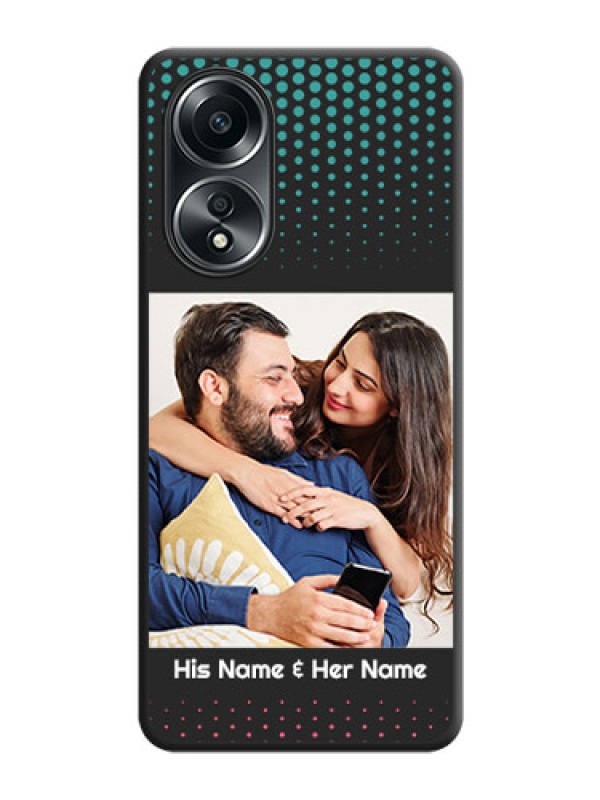 Custom Faded Dots with Grunge Photo Frame and Text on Space Black Custom Soft Matte Phone Cases - Oppo A58