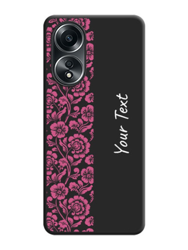 Custom Pink Floral Pattern Design With Custom Text On Space Black Personalized Soft Matte Phone Covers - Oppo A58