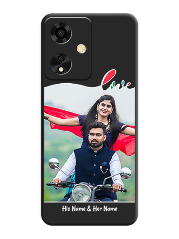 Custom Fall in Love Pattern with Picture on Photo On Space Black Custom Soft Matte Mobile Back Cover - Oppo A59 5G