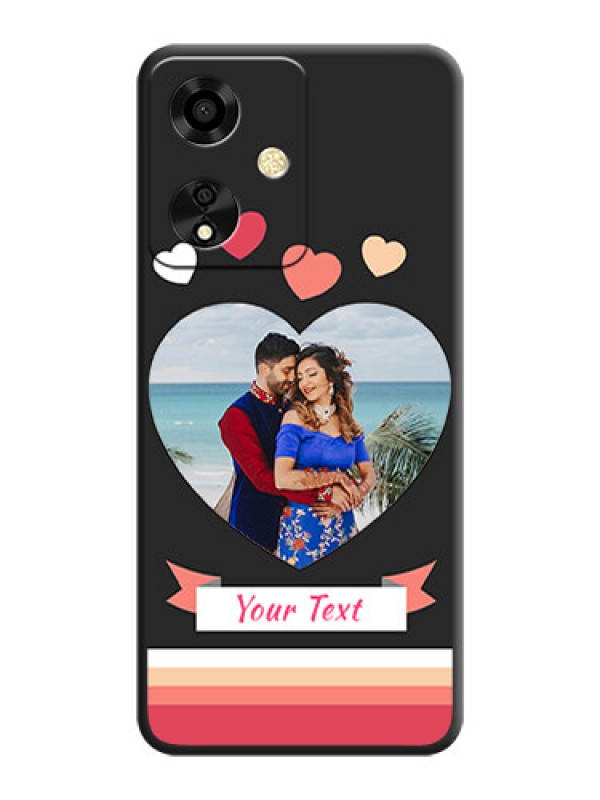 Custom Love Shaped Photo with Colorful Stripes On Space Black Custom Soft Matte Mobile Back Cover - Oppo A59 5G