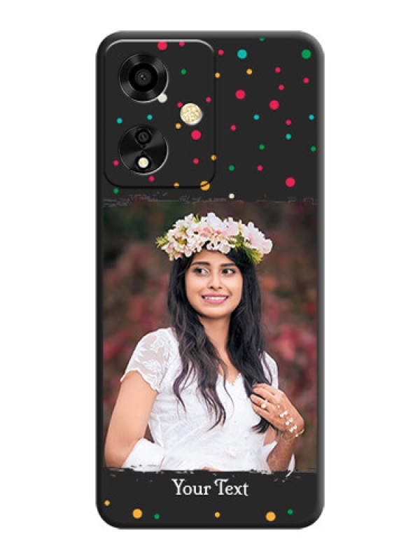 Custom Multicolor Dotted Pattern with Text On Space Black Custom Soft Matte Mobile Back Cover - Oppo A59 5G