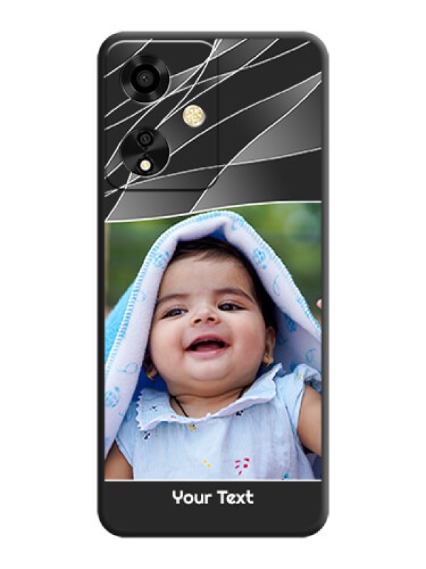 Custom Mixed Wave Lines on Photo On Space Black Custom Soft Matte Mobile Back Cover - Oppo A59 5G