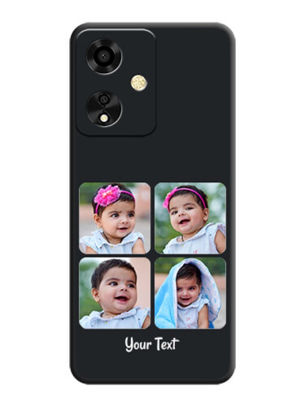 Custom Floral Art with 6 Image Holder on Photo On Space Black Custom Soft Matte Mobile Back Cover - Oppo A59 5G