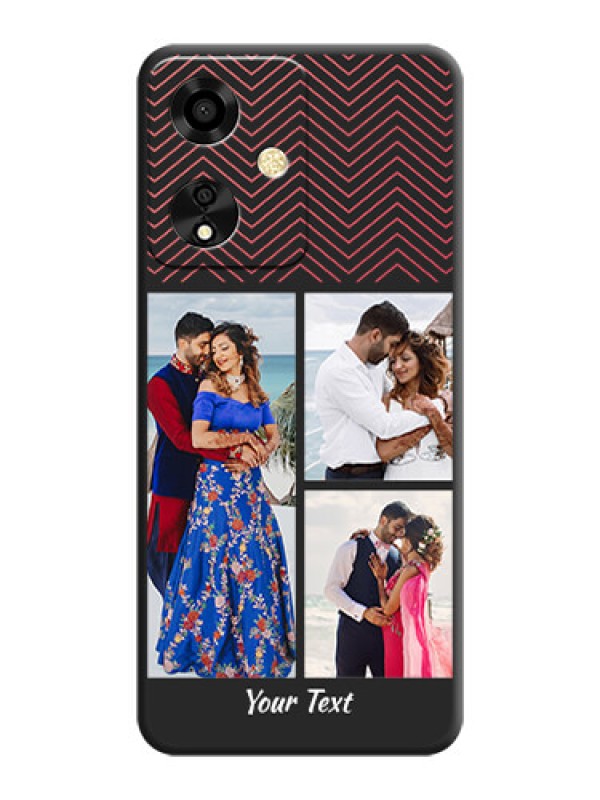 Custom Wave Pattern with 3 Image Holder On Space Black Custom Soft Matte Mobile Back Cover - Oppo A59 5G