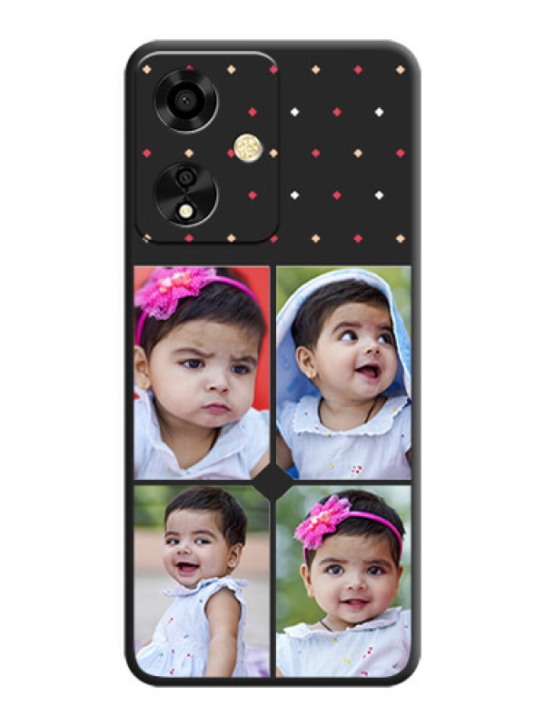 Custom Multicolor Dotted Pattern with 4 Image Holder On Space Black Custom Soft Matte Mobile Back Cover - Oppo A59 5G