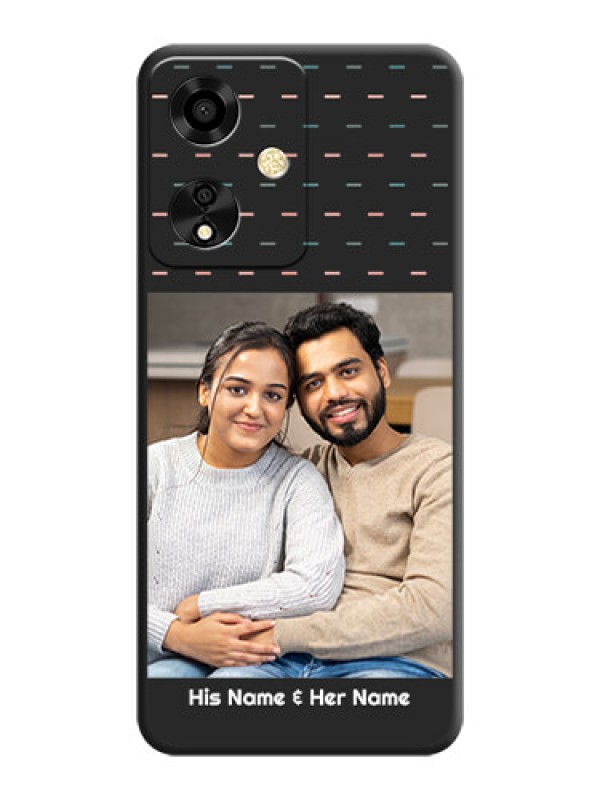 Custom Line Pattern Design with Text On Space Black Custom Soft Matte Mobile Back Cover - Oppo A59 5G