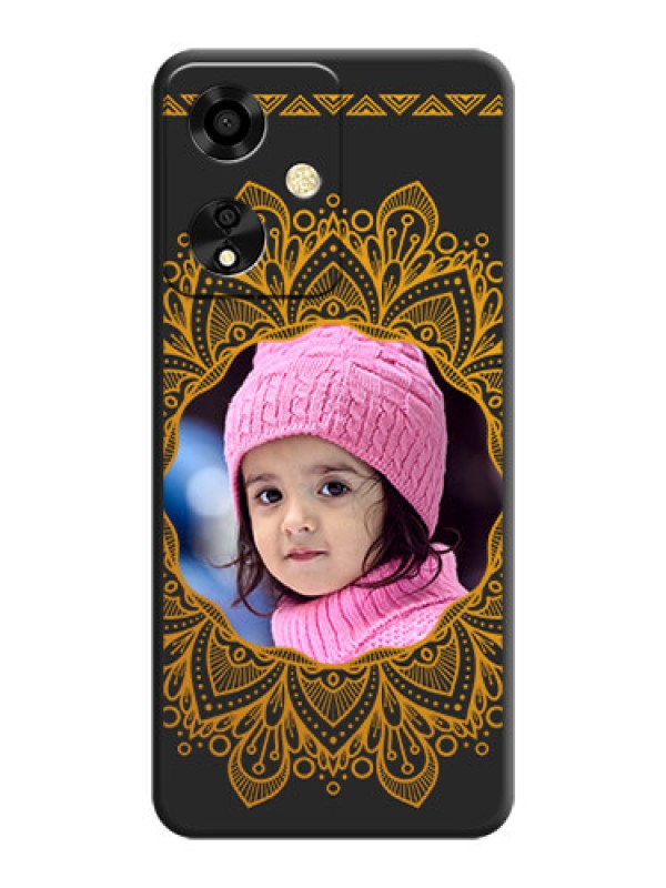 Custom Round Image with Floral Design On Space Black Custom Soft Matte Mobile Back Cover - Oppo A59 5G