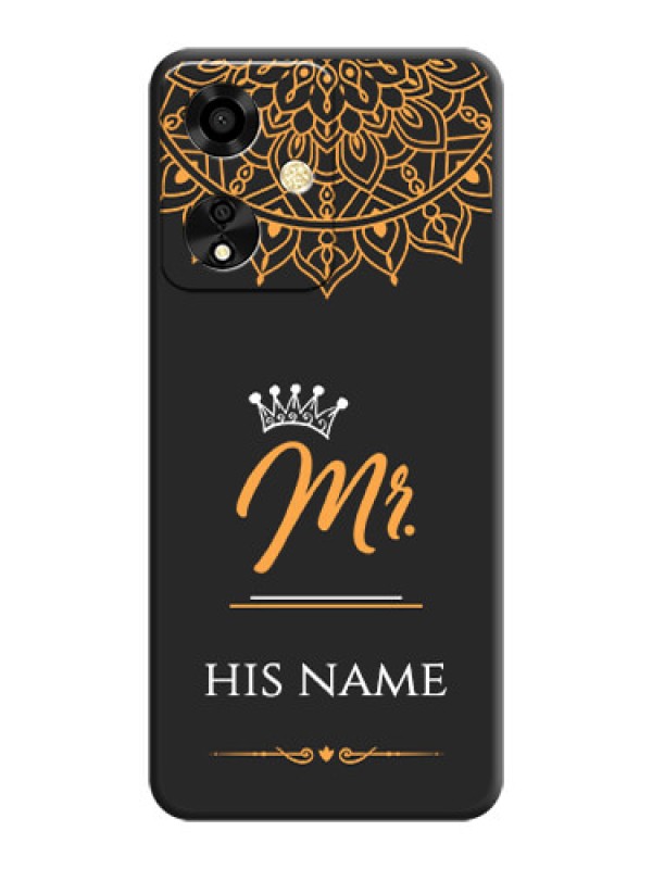 Custom Mr Name with Floral Design On Space Black Custom Soft Matte Mobile Back Cover - Oppo A59 5G