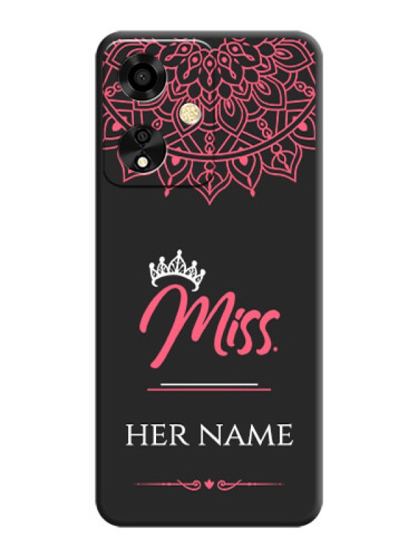 Custom Mrs Name with Floral Design On Space Black Custom Soft Matte Mobile Back Cover - Oppo A59 5G