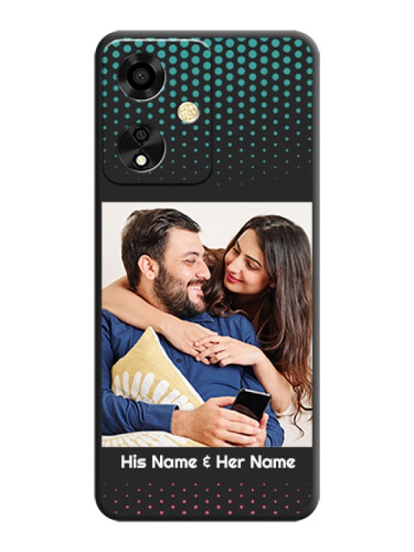 Custom Faded Dots with Grunge Photo Frame and Text On Space Black Custom Soft Matte Mobile Back Cover - Oppo A59 5G