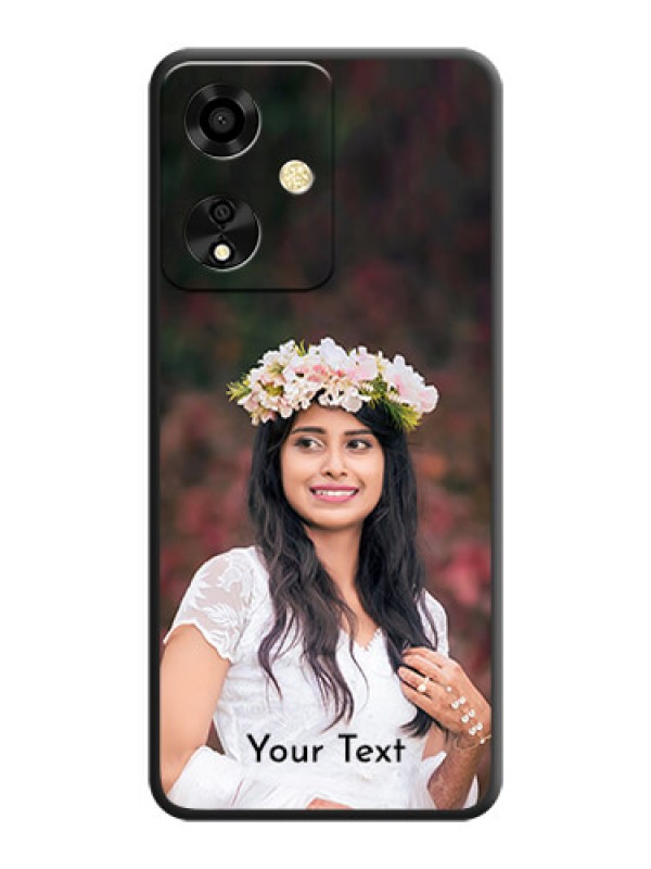 Custom Full Single Pic Upload With Text On Space Black Custom Soft Matte Mobile Back Cover - Oppo A59 5G