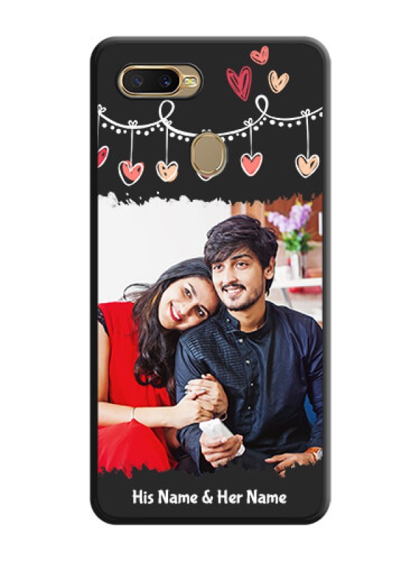Custom Pink Love Hangings with Name on Space Black Custom Soft Matte Phone Cases - Oppo A5s
