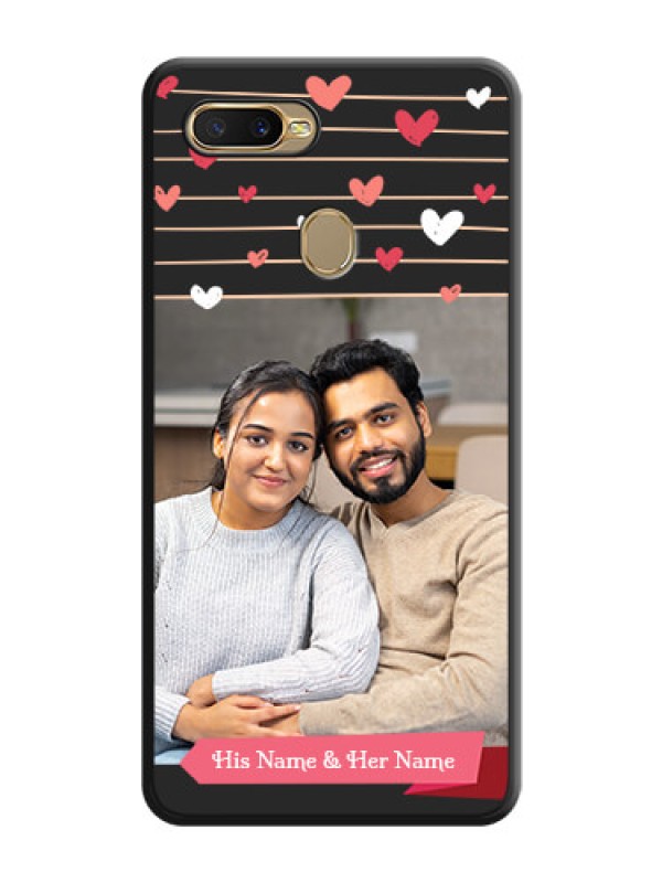 Custom Love Pattern with Name on Pink Ribbon on Photo on Space Black Soft Matte Back Cover - Oppo A5s