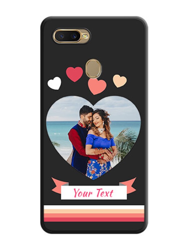 Custom Love Shaped Photo with Colorful Stripes on Personalised Space Black Soft Matte Cases - Oppo A5s
