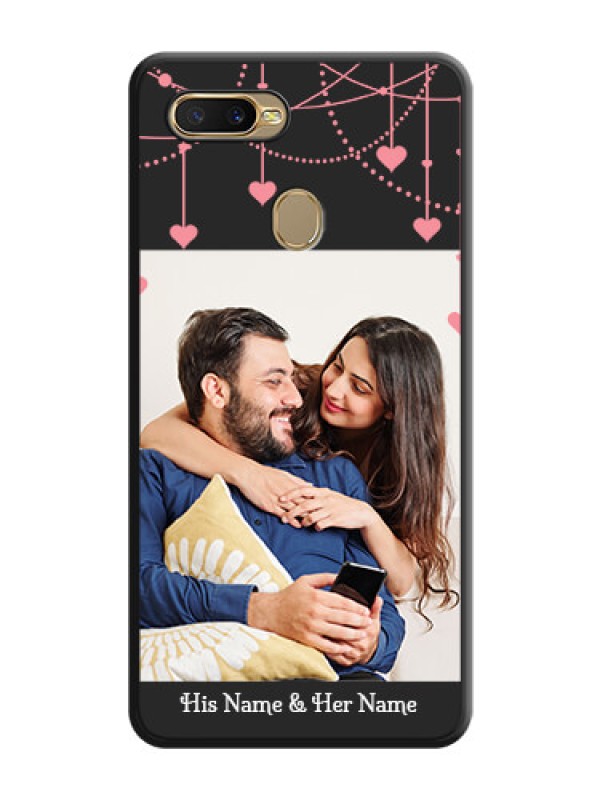 Custom Pink Love Hangings with Text on Space Black Custom Soft Matte Back Cover - Oppo A5s