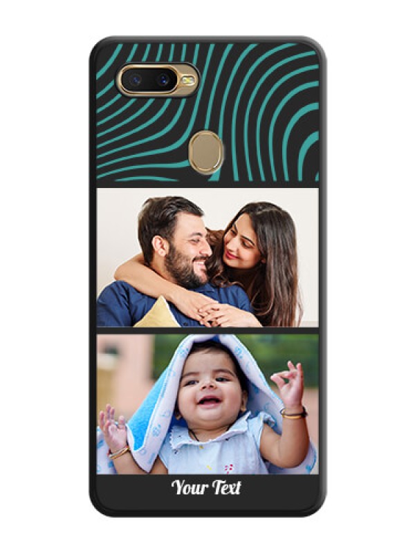 Custom Wave Pattern with 2 Image Holder on Space Black Personalized Soft Matte Phone Covers - Oppo A5s