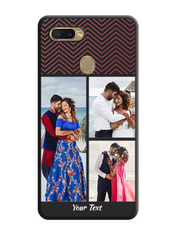 Custom Wave Pattern with 3 Image Holder on Space Black Custom Soft Matte Back Cover - Oppo A5s