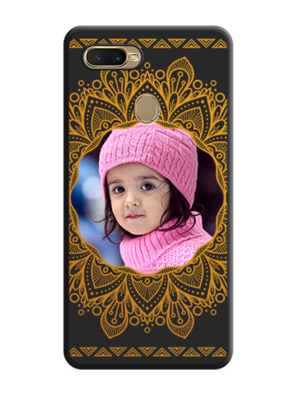 Custom Round Image with Floral Design on Photo on Space Black Soft Matte Mobile Cover - Oppo A5s