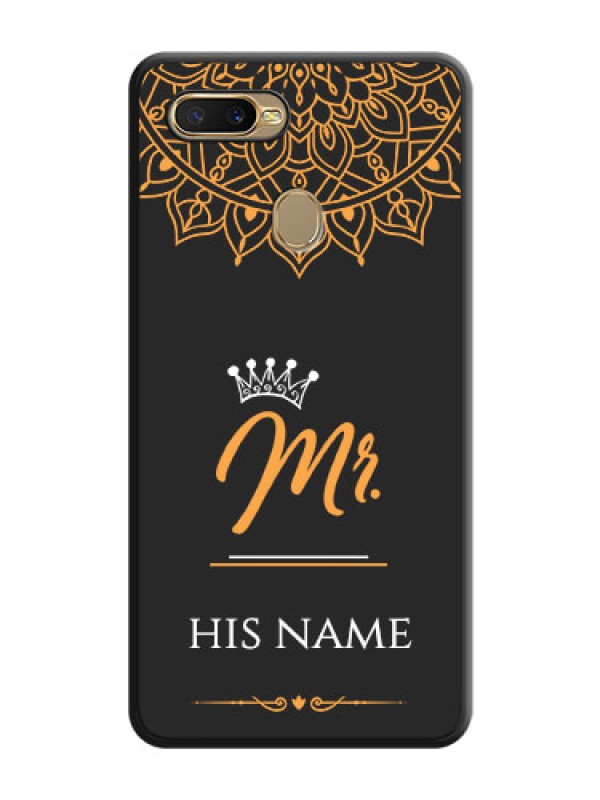 Custom Mr Name with Floral Design on Personalised Space Black Soft Matte Cases - Oppo A5s