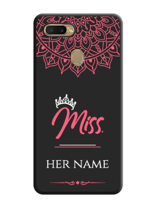 Custom Mrs Name with Floral Design on Space Black Personalized Soft Matte Phone Covers - Oppo A5s