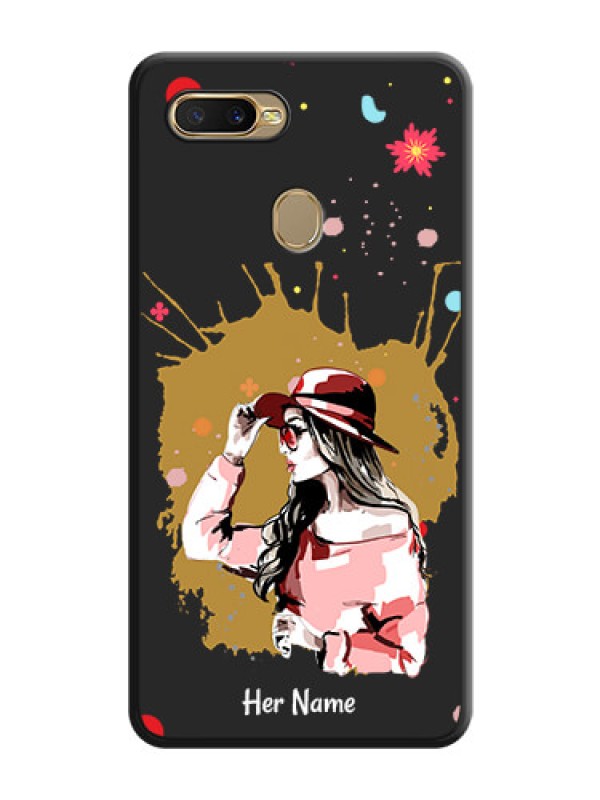 Custom Mordern Lady With Color Splash Background With Custom Text On Space Black Personalized Soft Matte Phone Covers -Oppo A5S