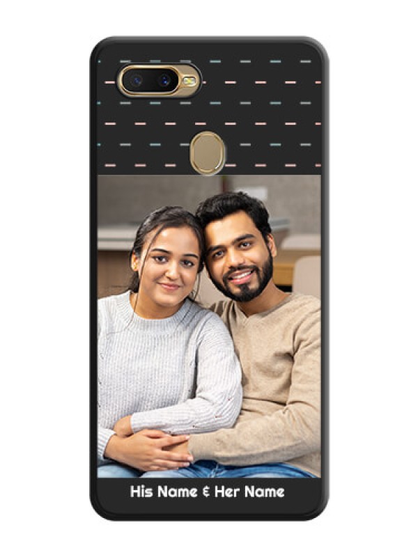 Custom Line Pattern Design with Text on Space Black Custom Soft Matte Phone Back Cover - Oppo A7