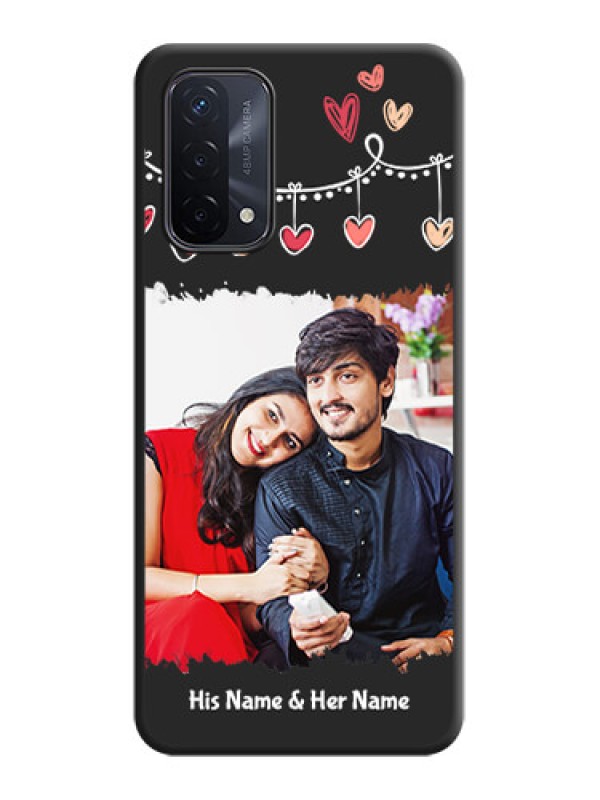 Custom Pink Love Hangings with Name on Space Black Custom Soft Matte Phone Cases - Oppo A74 5G