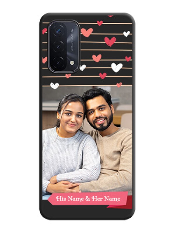 Custom Love Pattern with Name on Pink Ribbon  on Photo on Space Black Soft Matte Back Cover - Oppo A74 5G