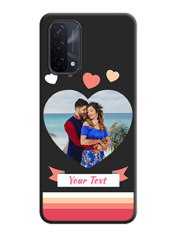 Custom Love Shaped Photo with Colorful Stripes on Personalised Space Black Soft Matte Cases - Oppo A74 5G