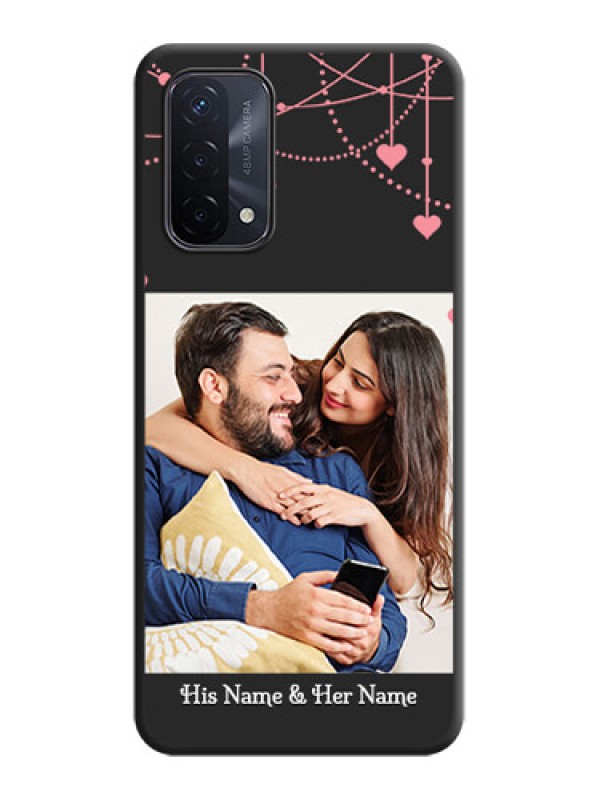 Custom Pink Love Hangings with Text on Space Black Custom Soft Matte Back Cover - Oppo A74 5G
