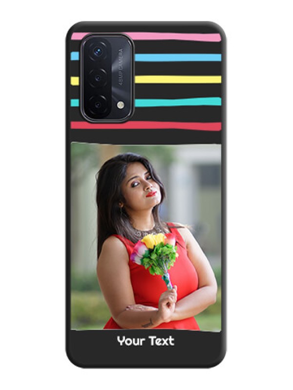 Custom Multicolor Lines with Image on Space Black Personalized Soft Matte Phone Covers - Oppo A74 5G