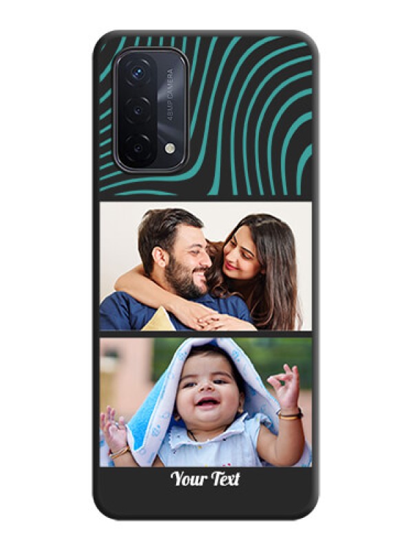 Custom Wave Pattern with 2 Image Holder on Space Black Personalized Soft Matte Phone Covers - Oppo A74 5G