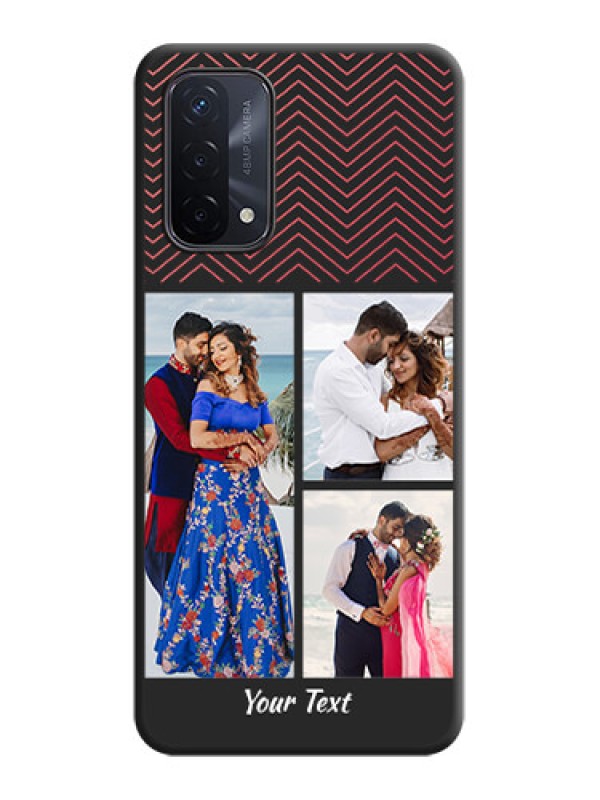 Custom Wave Pattern with 3 Image Holder on Space Black Custom Soft Matte Back Cover - Oppo A74 5G