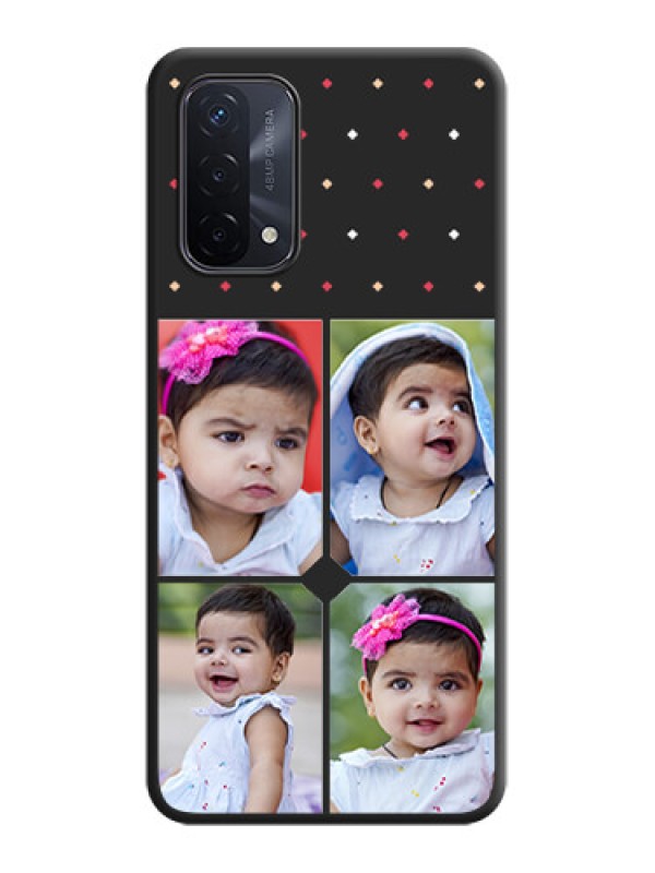Custom Multicolor Dotted Pattern with 4 Image Holder on Space Black Custom Soft Matte Phone Cases - Oppo A74 5G