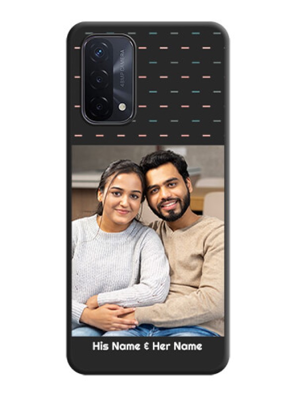 Custom Line Pattern Design with Text on Space Black Custom Soft Matte Phone Back Cover - Oppo A74 5G