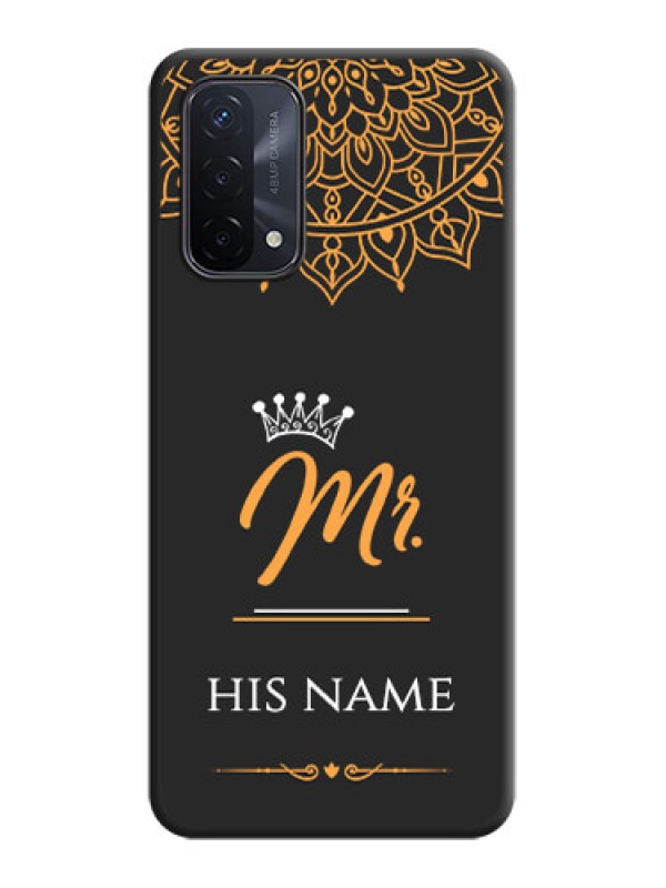 Custom Mr Name with Floral Design  on Personalised Space Black Soft Matte Cases - Oppo A74 5G