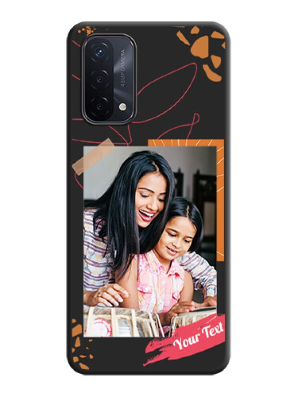 Custom Orange Photo Frame on Space Black Custom Soft Matte Phone Back Cover - Oppo A74 5G
