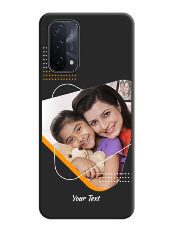 Custom Yellow Triangle on Photo on Space Black Soft Matte Phone Cover - Oppo A74 5G