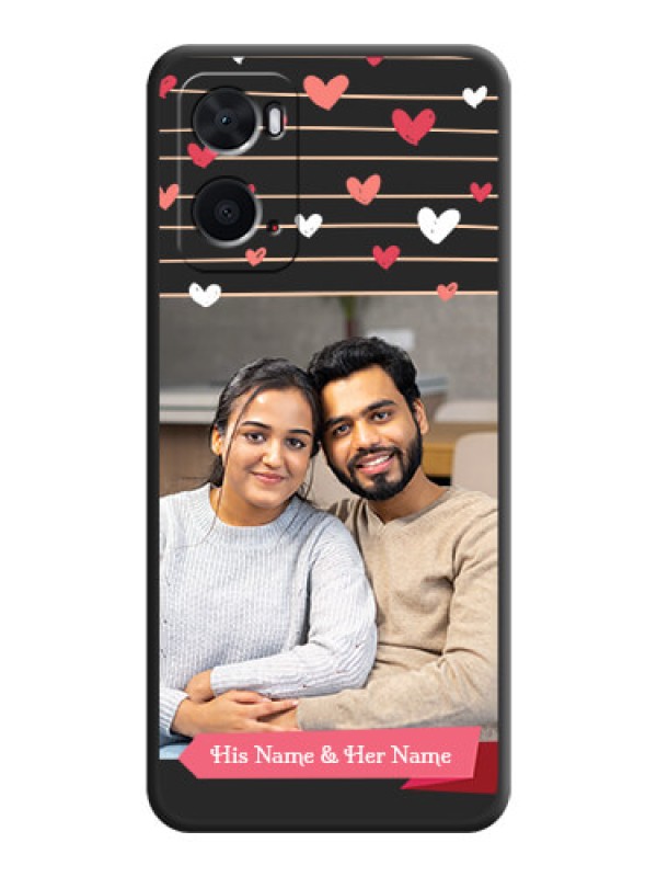 Custom Love Pattern with Name on Pink Ribbon  on Photo on Space Black Soft Matte Back Cover - Oppo A76