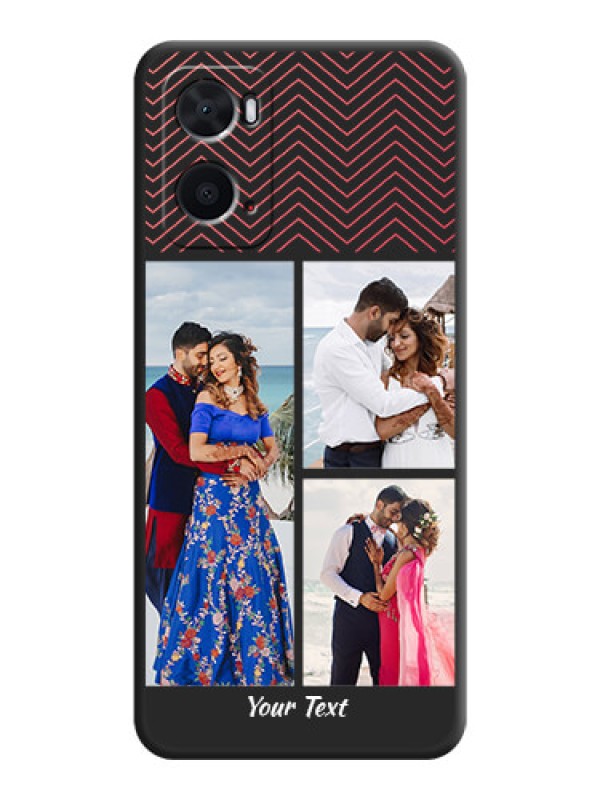 Custom Wave Pattern with 3 Image Holder on Space Black Custom Soft Matte Back Cover - Oppo A76