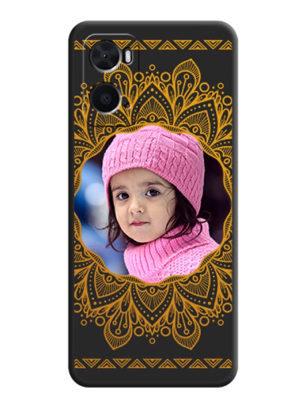 Custom Round Image with Floral Design on Photo on Space Black Soft Matte Mobile Cover - Oppo A76