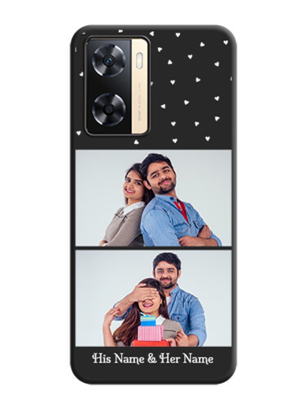 Custom Miniature Love Symbols with Name on Space Black Custom Soft Matte Back Cover - Oppo A77 4G