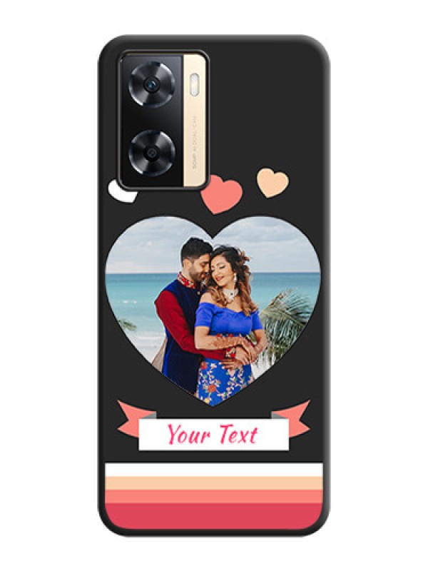 Custom Love Shaped Photo with Colorful Stripes on Personalised Space Black Soft Matte Cases - Oppo A77 4G