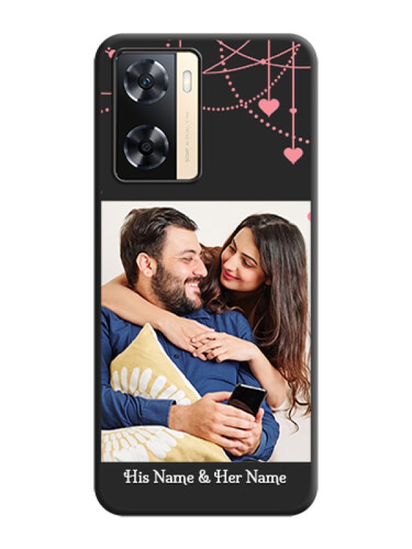 Custom Pink Love Hangings with Text on Space Black Custom Soft Matte Back Cover - Oppo A77 4G