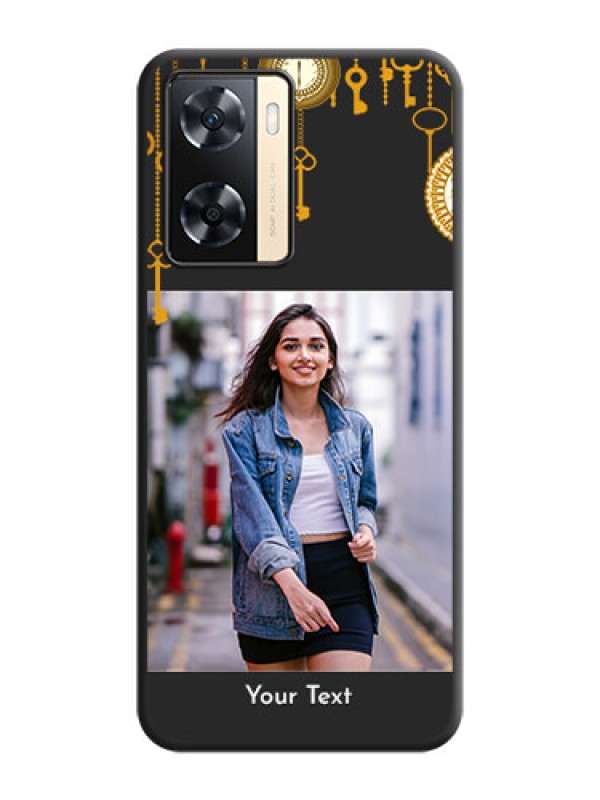 Custom Decorative Design with Text on Space Black Custom Soft Matte Back Cover - Oppo A77 4G