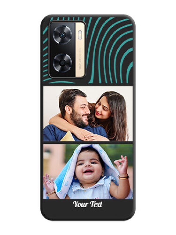 Custom Wave Pattern with 2 Image Holder on Space Black Personalized Soft Matte Phone Covers - Oppo A77 4G