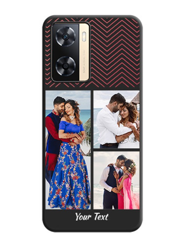 Custom Wave Pattern with 3 Image Holder on Space Black Custom Soft Matte Back Cover - Oppo A77 4G